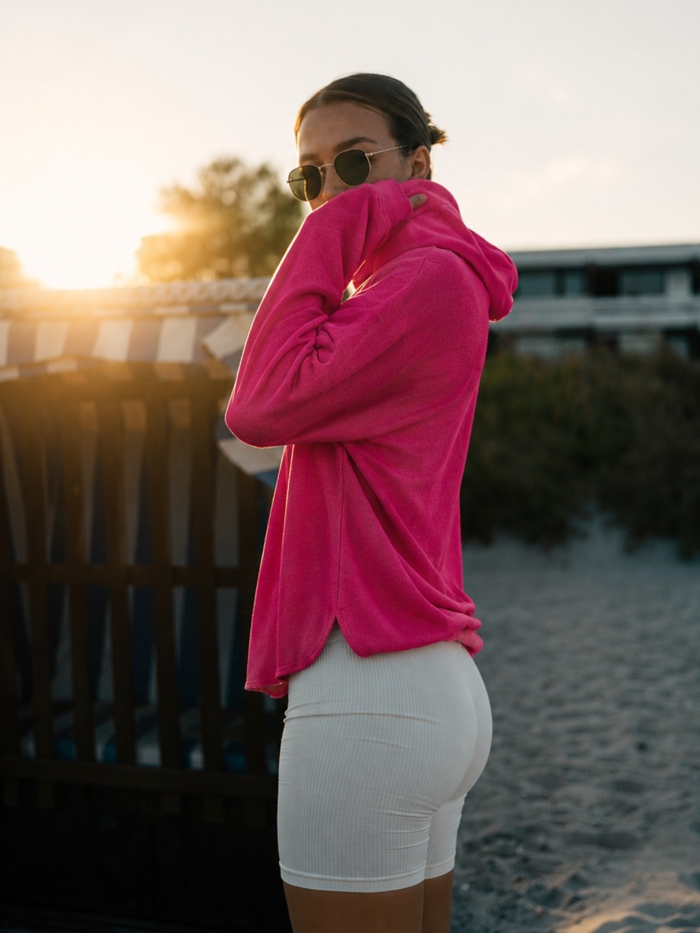 CABI Pink Zip Front Beachcomber Lightweight Soft Comfy Hoodie 5137 Magenta XS